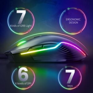 Onikuma CW905 Wired Gaming Mouse - Black