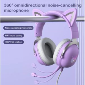 Onikuma X11 Gaming Headset with Cat Ears - Puprle